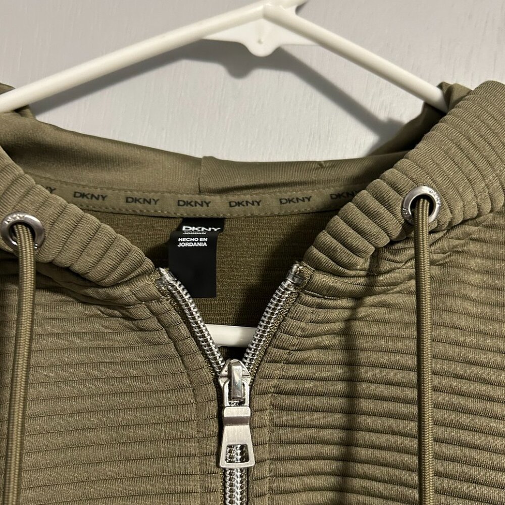 DKNY Women's Tech Ottoman Full-Zip Hoodie Sweatshirt Jacket Olive Size XS - Picture 4 of 12